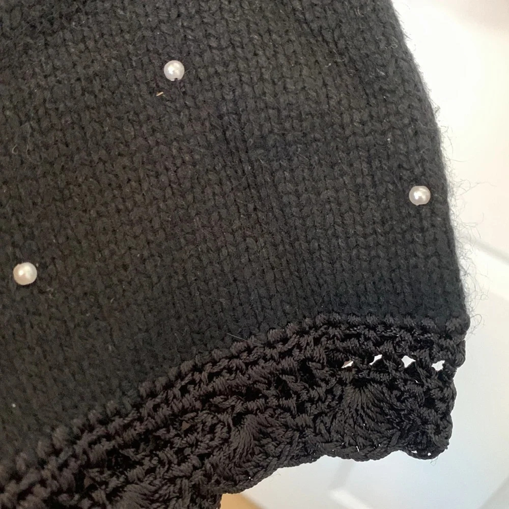 Christopher and Banks Silk Rabbit Angora Ditsy Pearl Dot Black Sweater Med/Large - Picture 2 of 13